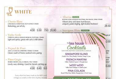 menu drinks